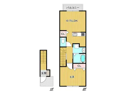 マーメイドフラット(1LDK/1階)の間取り写真