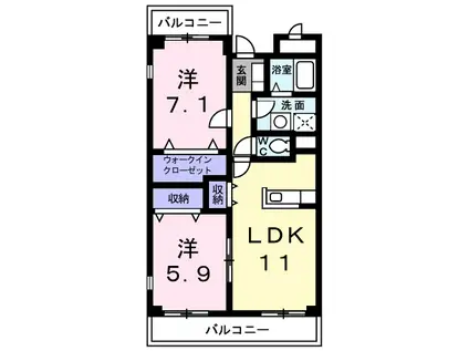 プラムガーデン(2LDK/2階)の間取り写真