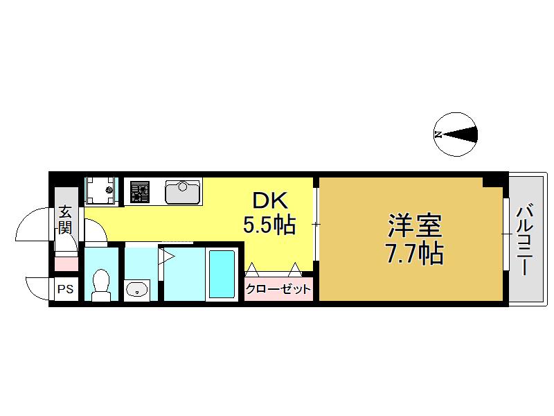 アーバン恒榮(1DK/5階)の間取り写真