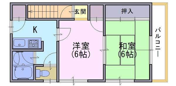 大山崎マンション(2DK/3階)の間取り写真
