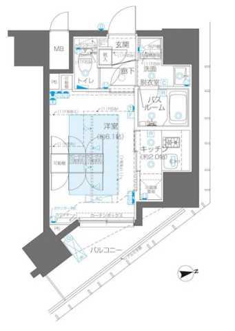 ZOOM新宿御苑前(1K/4階)の間取り写真