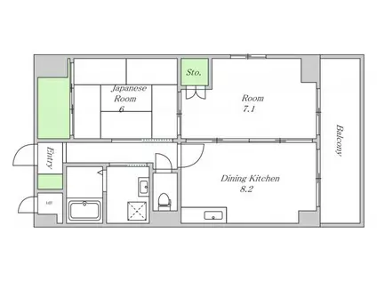 サンテラス阿倍野(2DK/2階)の間取り写真