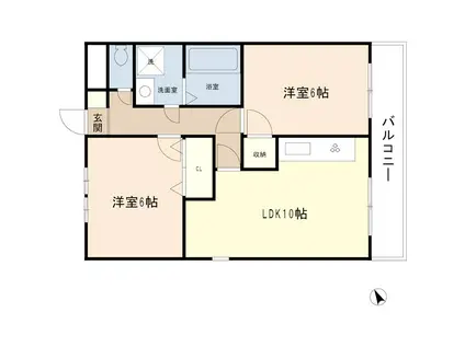 ボヌール(2LDK/3階)の間取り写真