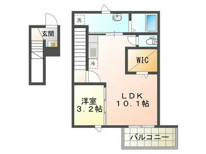 プルミエS(1LDK/2階)の間取り写真