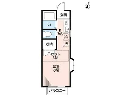 シティコート上十条A棟(1K/2階)の間取り写真