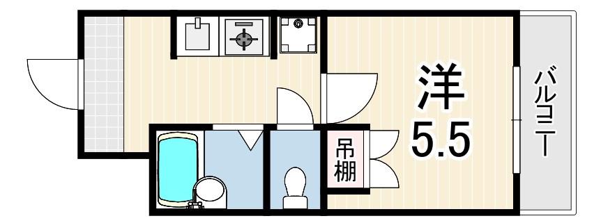 クリスタルカーサⅡ(1K/2階)の間取り写真