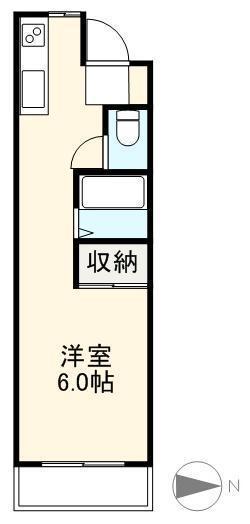 西町ハイツ(ワンルーム/2階)の間取り写真