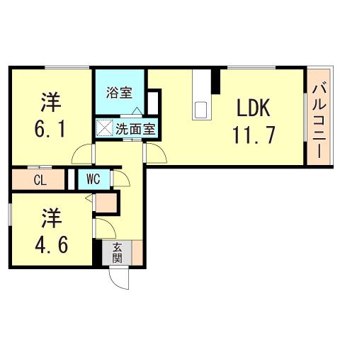 VILLA LE EUPHORIA AKASHI・OKUBOCHO(2LDK/1階)の間取り写真