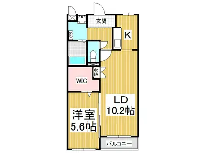 ピオニール小林I(1LDK/2階)の間取り写真