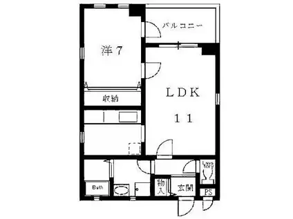 メゾンルミエール(1LDK/2階)の間取り写真