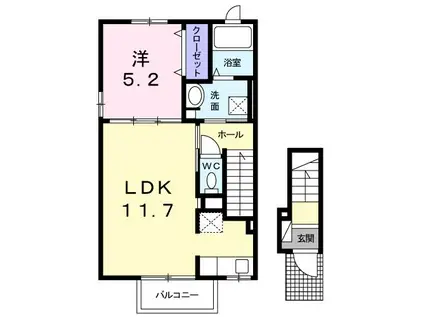 ラッジ・ディ・スペランサ(1LDK/2階)の間取り写真