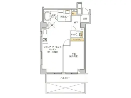 タイズ住吉(1LDK/2階)の間取り写真