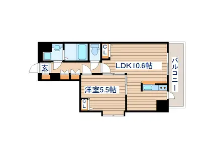 サンヴァーリオ仙台駅東(1LDK/2階)の間取り写真