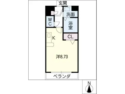 O.K.ポラリス(ワンルーム/1階)の間取り写真