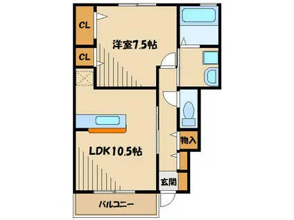 グランドソレーユ(1LDK/1階)の間取り写真