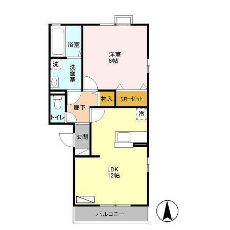 ヴェラハイツM(1LDK/2階)の間取り写真
