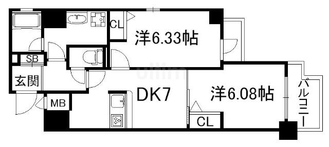 レジディア京都駅前(2DK/7階)の間取り写真