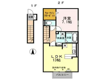 SERENOII(1LDK/2階)の間取り写真