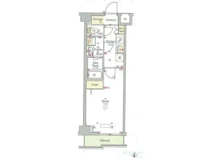 スカイコートグレース新宿中落合(1K/1階)の間取り写真