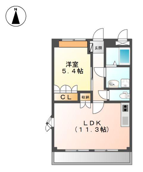サンフィット(1LDK/2階)の間取り写真