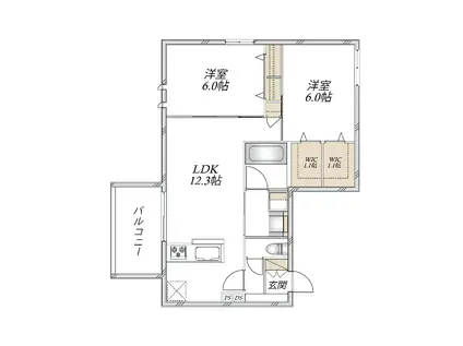 尼崎市塚口町1丁目ヘーベルメゾン(2LDK/3階)の間取り写真