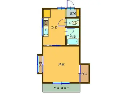 カーサナカムラ(1DK/2階)の間取り写真