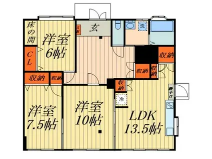 マイネルロッヂI(3LDK/1階)の間取り写真