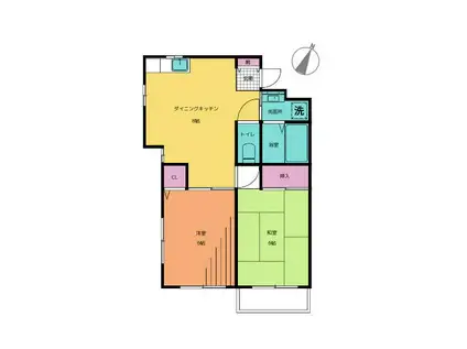 ランドビュー野毛(2DK/1階)の間取り写真