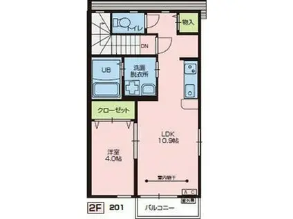HAPPINESS(1LDK/2階)の間取り写真