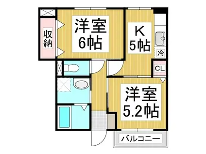 ハッピ-・エディ・タウン(2K/1階)の間取り写真