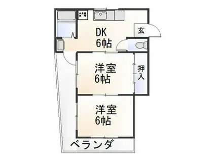 コーポ近藤(2DK/1階)の間取り写真