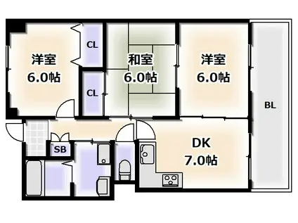 パインバレイ(3DK/2階)の間取り写真