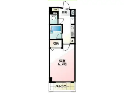 サンライズ當麻(1K/4階)の間取り写真