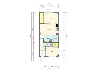 エクステンションヨコエ(2LDK/2階)の間取り写真