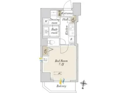 ラドゥセール中落合(1K/4階)の間取り写真