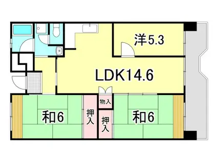 UR武庫川 28号棟(3LDK/4階)の間取り写真