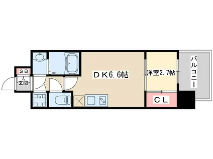 セレニテ東三国ミラク(1DK/3階)の間取り写真