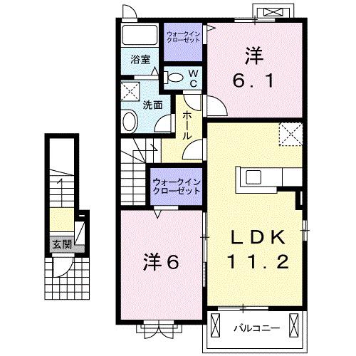 ドミールシャルマンIII(2LDK/2階)の間取り写真