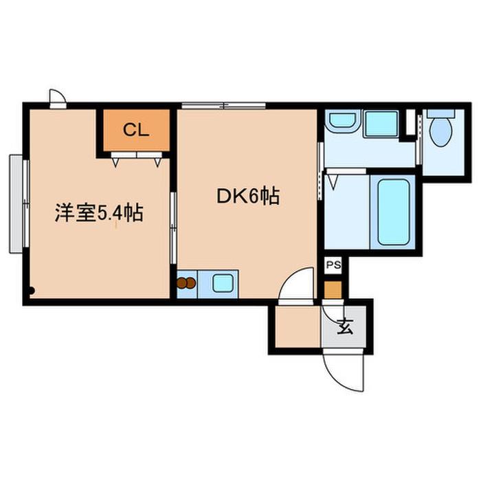 サウスONE(1DK/1階)の間取り写真