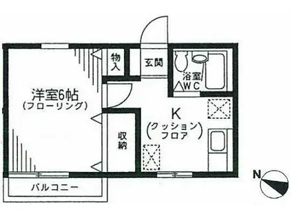 カーサ榊原(1K/2階)の間取り写真