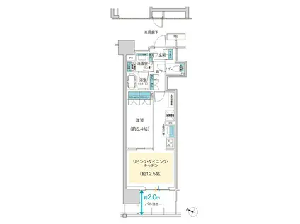 スカイプラザ・ユーカリが丘 ゲートフロント(1LDK/13階)の間取り写真