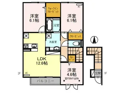 ベストオーシャン D(3LDK/2階)の間取り写真