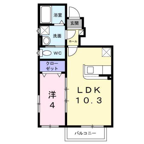 レジデンス西下台(1LDK/1階)の間取り写真