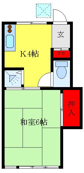 サニーマイホーム(1K/1階)の間取り写真