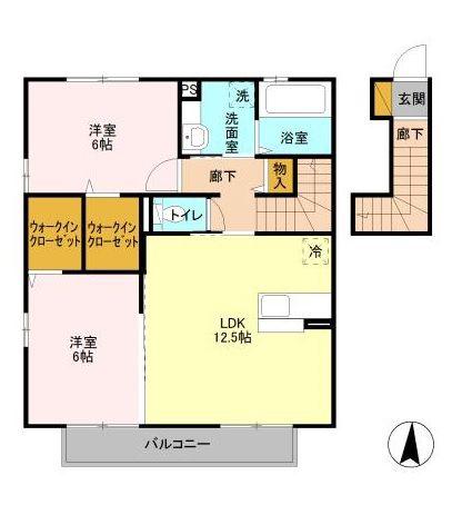 ソレイユA(2LDK/2階)の間取り写真