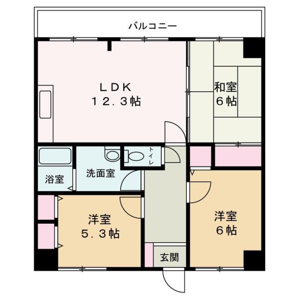 ハッピーライフ・フジ(3LDK/2階)の間取り写真