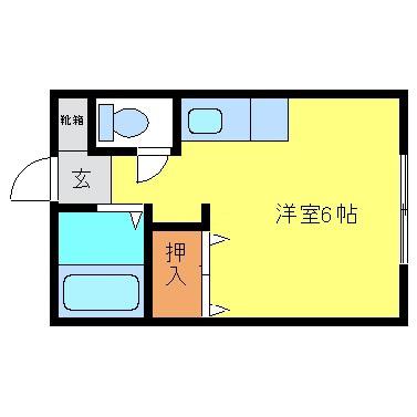 クレストヒロ(1K/3階)の間取り写真