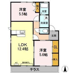 ディアスバンノ(2LDK/1階)の間取り写真