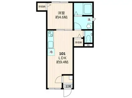 BLANCHE上野桜木(1LDK/1階)の間取り写真