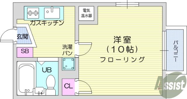 コーポベルⅡ(1K/2階)の間取り写真